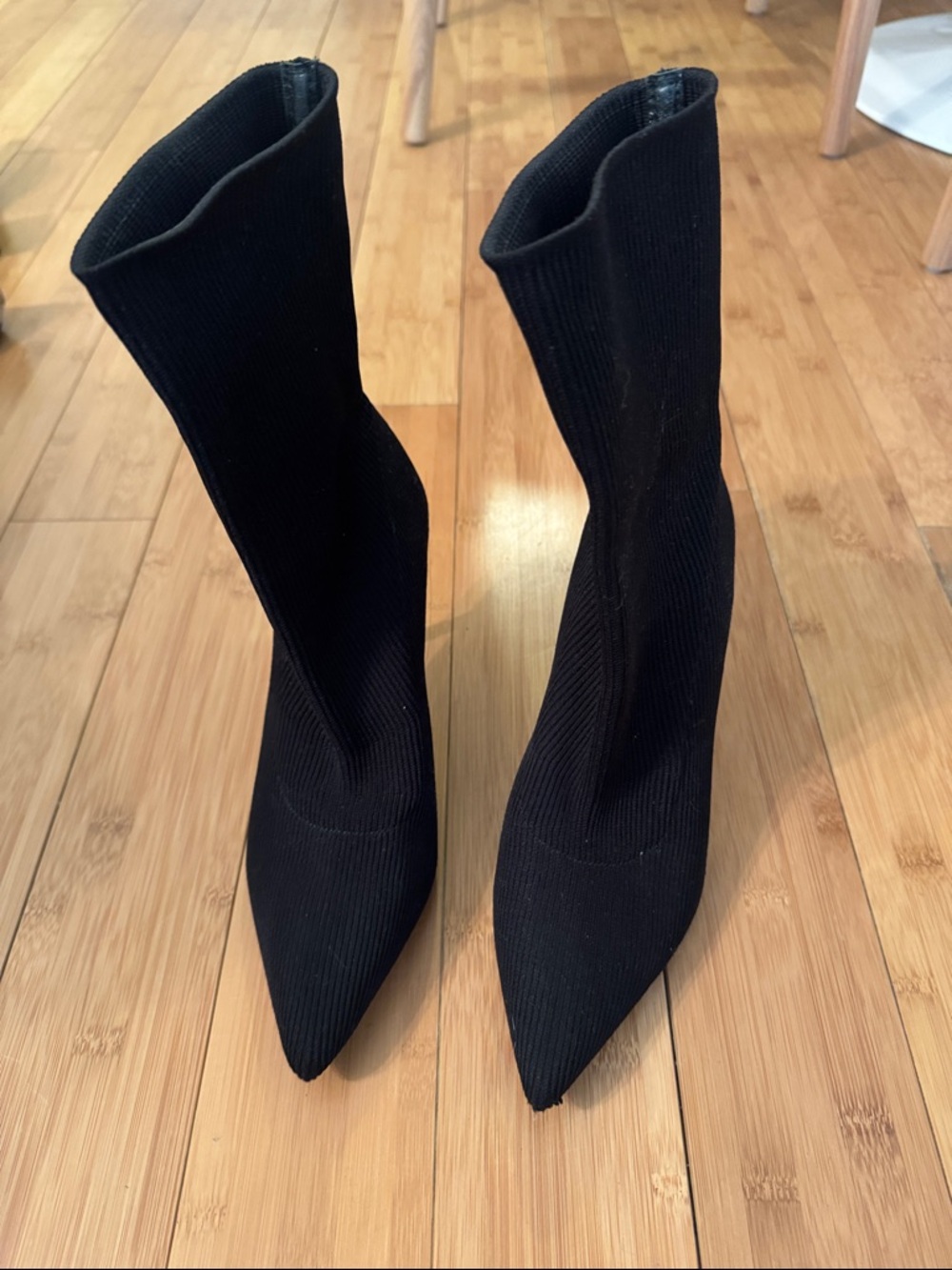 Veronica Beard Black Stretch Knit Pointed Sock Booties